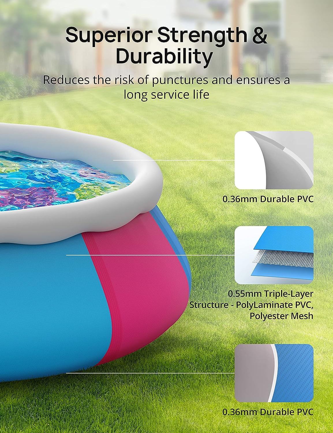 10ft 30in Inflatable Swimming Pool with Pool Cover I22758