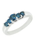 Sterling Silver Blue Diamond Engagement Ring F702