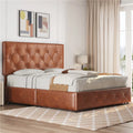 Black Queen Upholstered Platform Bed with Storage E882
