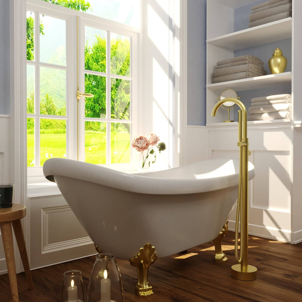 Brushed Nickel Single Handle Floor Mounted Freestanding Tub Filler C599572