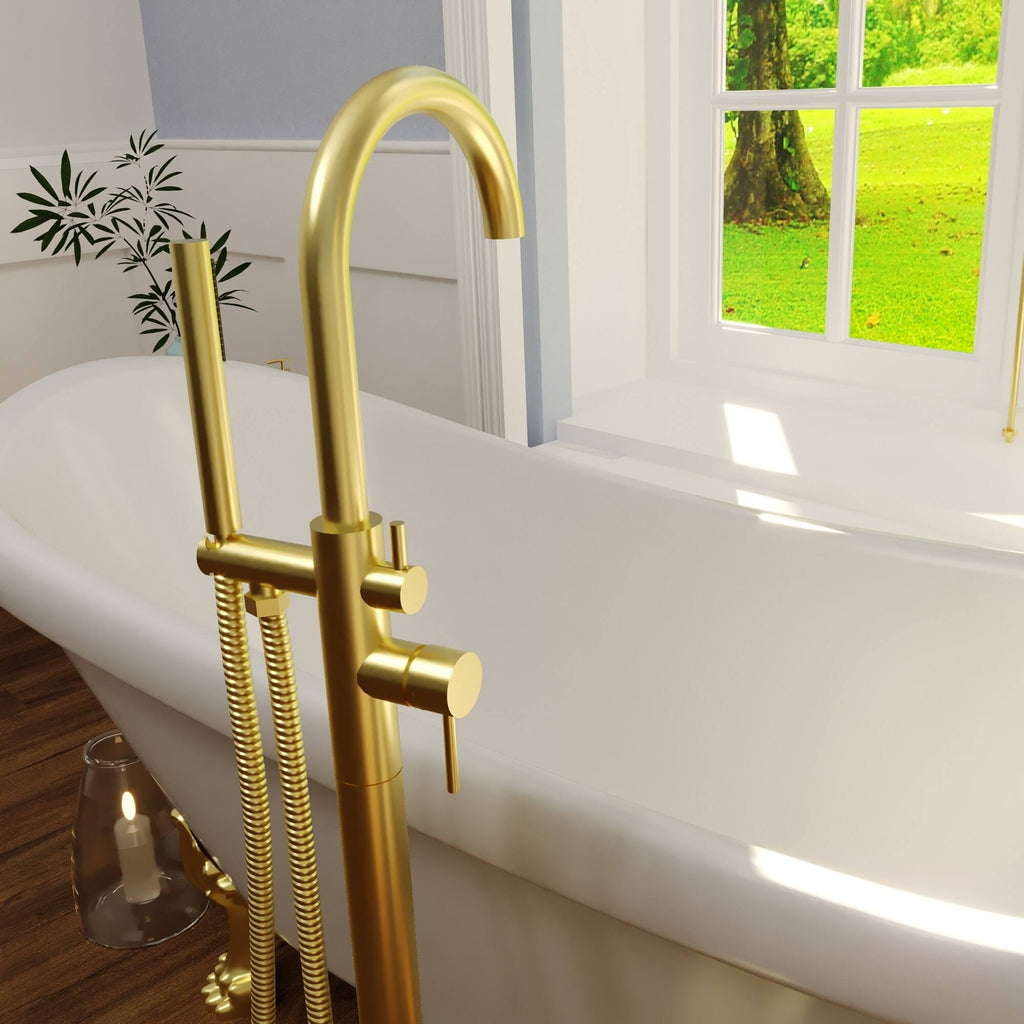 Brushed Nickel Single Handle Floor Mounted Freestanding Tub Filler C599572