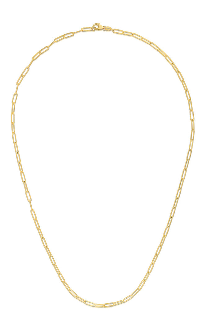 14k Yellow Gold Polished Paperclip Chain Necklace 24 Inch Y806