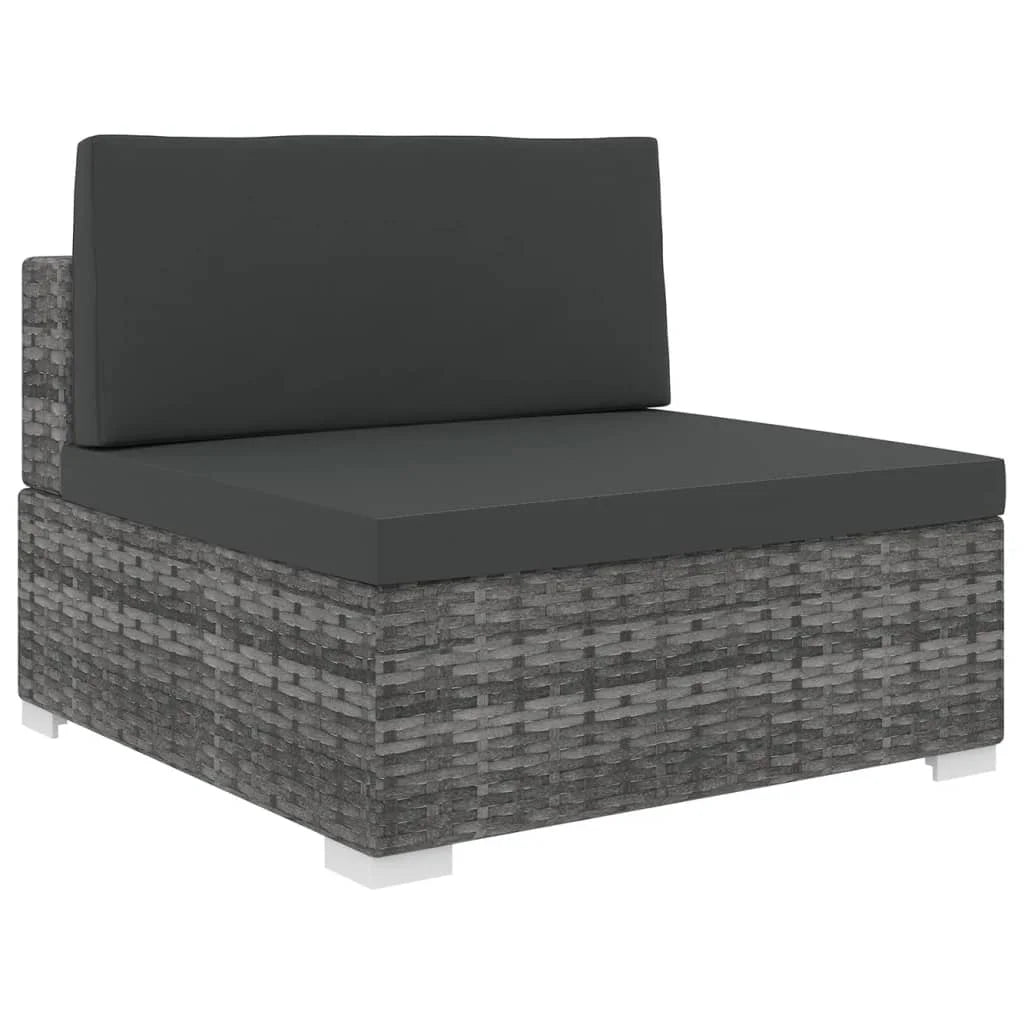 Gray Poly Rattan Sectional Middle Seat with Cushions X714127