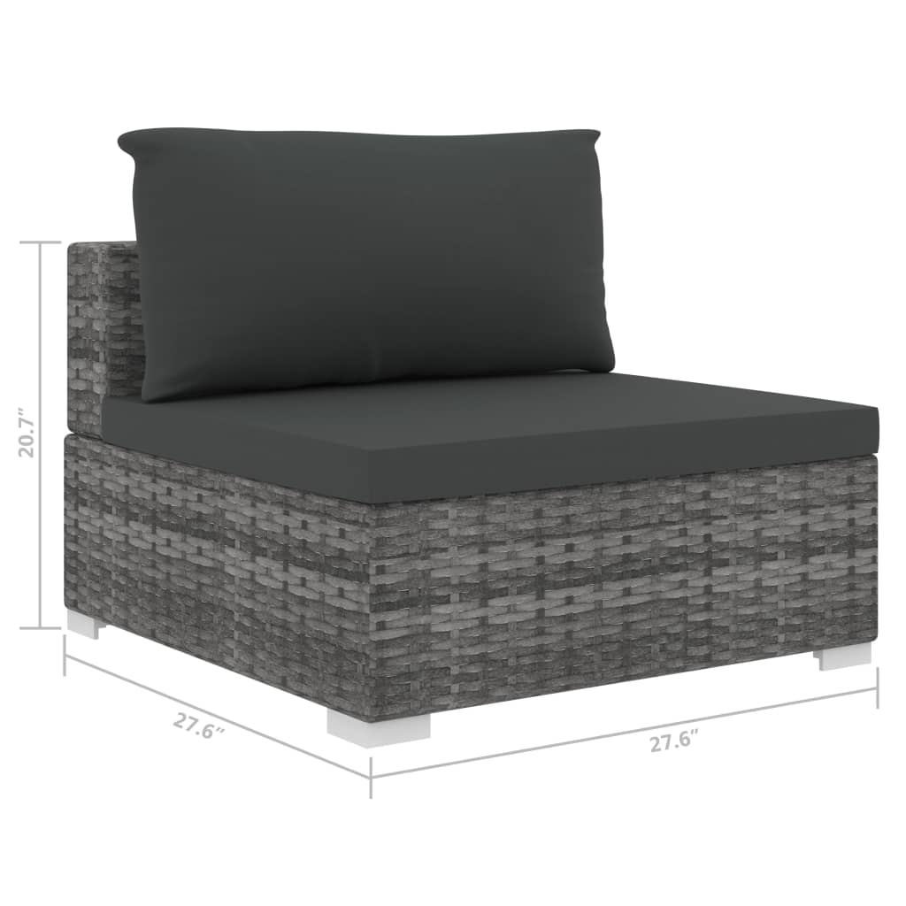 Gray Poly Rattan Sectional Middle Seat with Cushions X714127