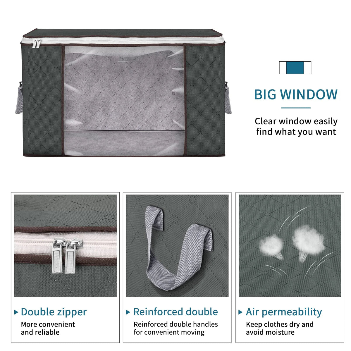 90L Foldable Clothes Storage Bags with Handles V865