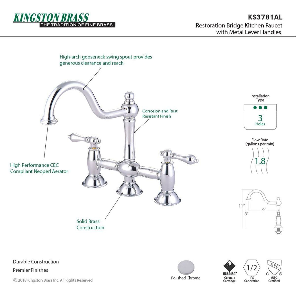 Oil Rubbed Bronze Bridge Kitchen Faucet G791464