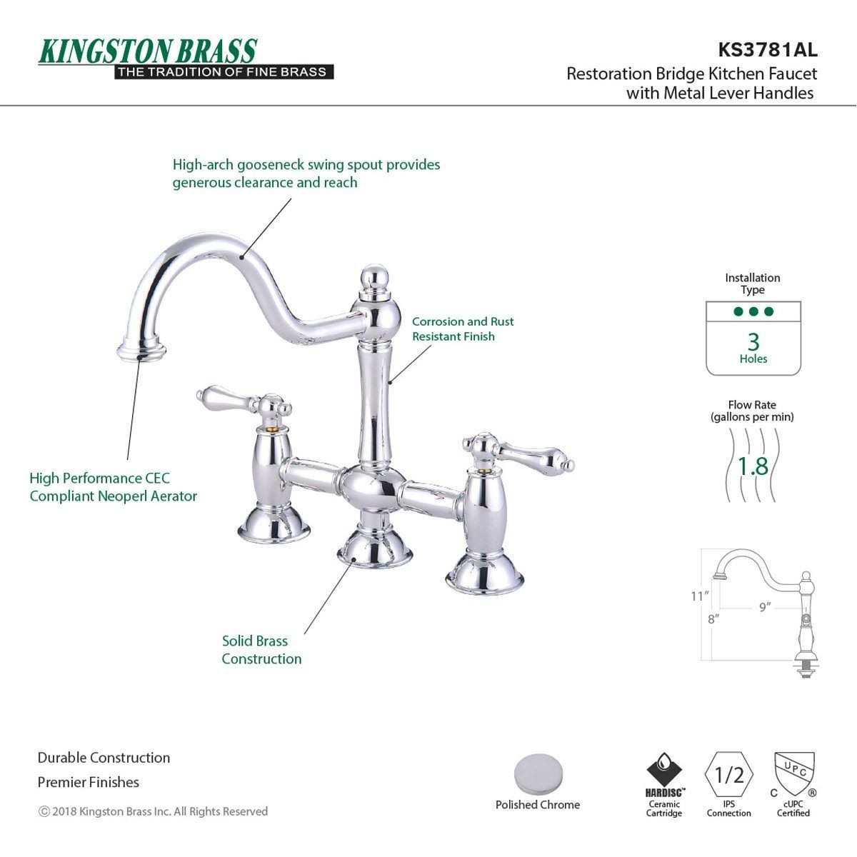 Oil Rubbed Bronze Bridge Kitchen Faucet G791464