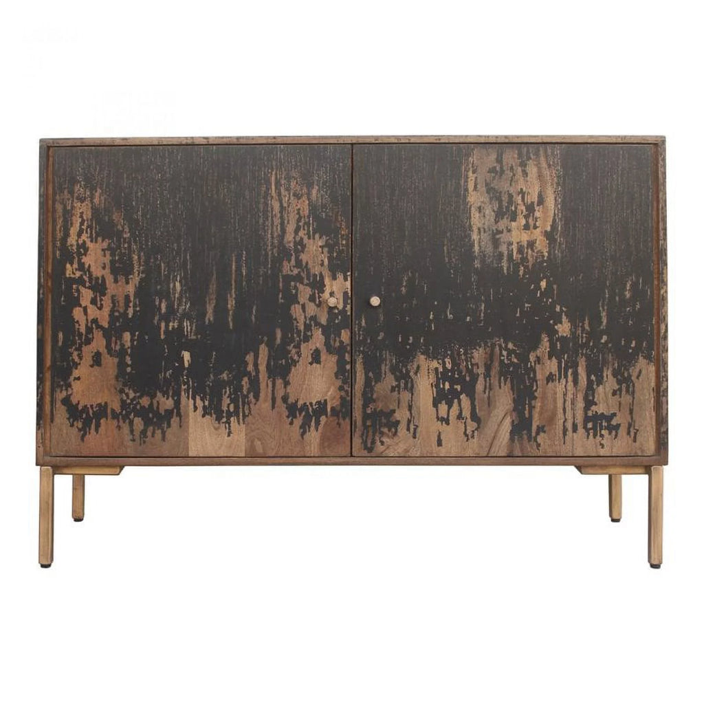 Black Mango Wood & Metal Small Sideboard B25015