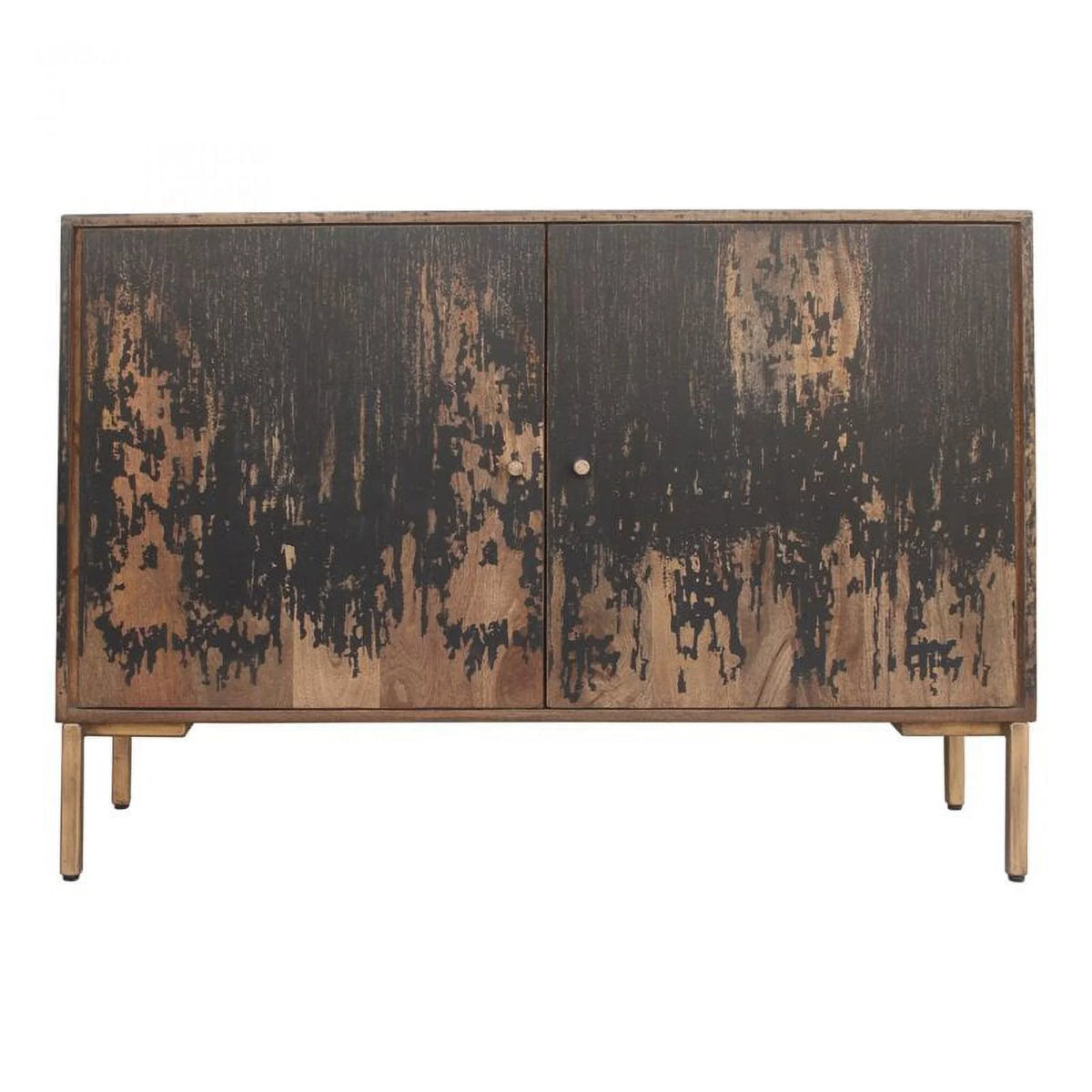 Black Mango Wood & Metal Small Sideboard B25015
