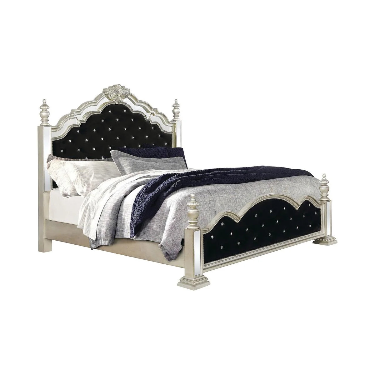 Queen Upholstered Poster Bed W9793