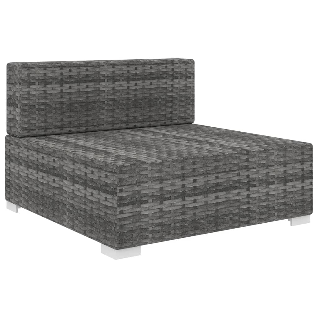 Gray Poly Rattan Sectional Middle Seat with Cushions X714127