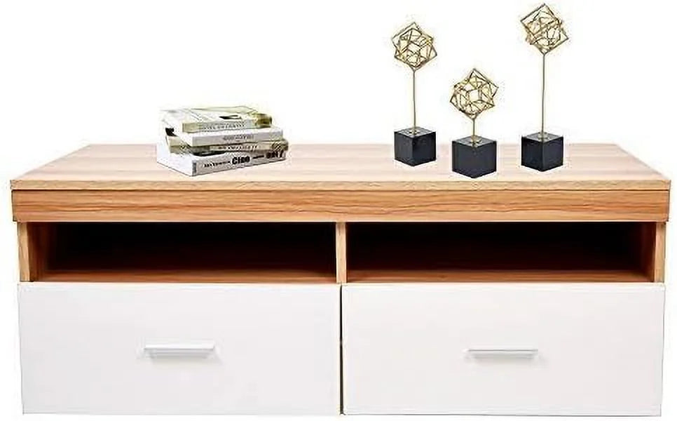 Wood Coffee Table with 2 Bin Drawers and Compartments A807256