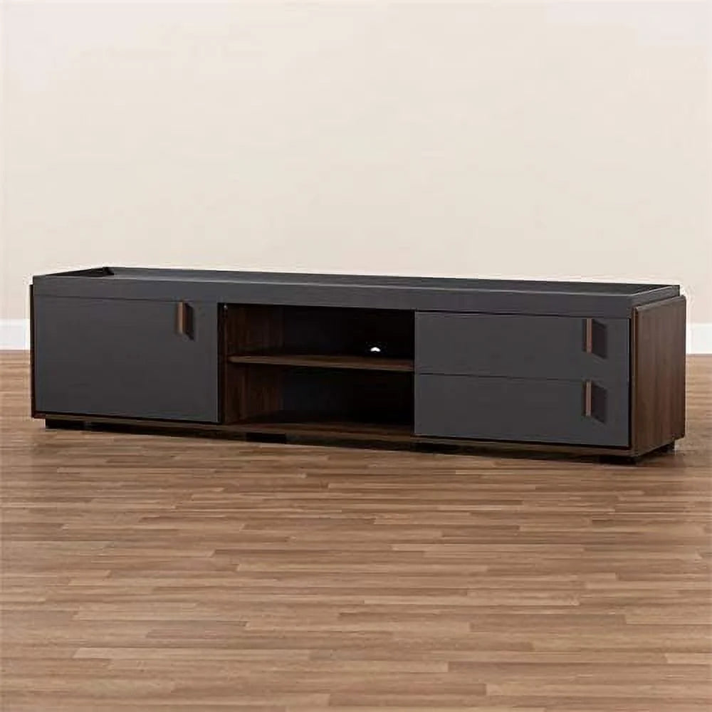Gray and Walnut Wood TV Stand B5893