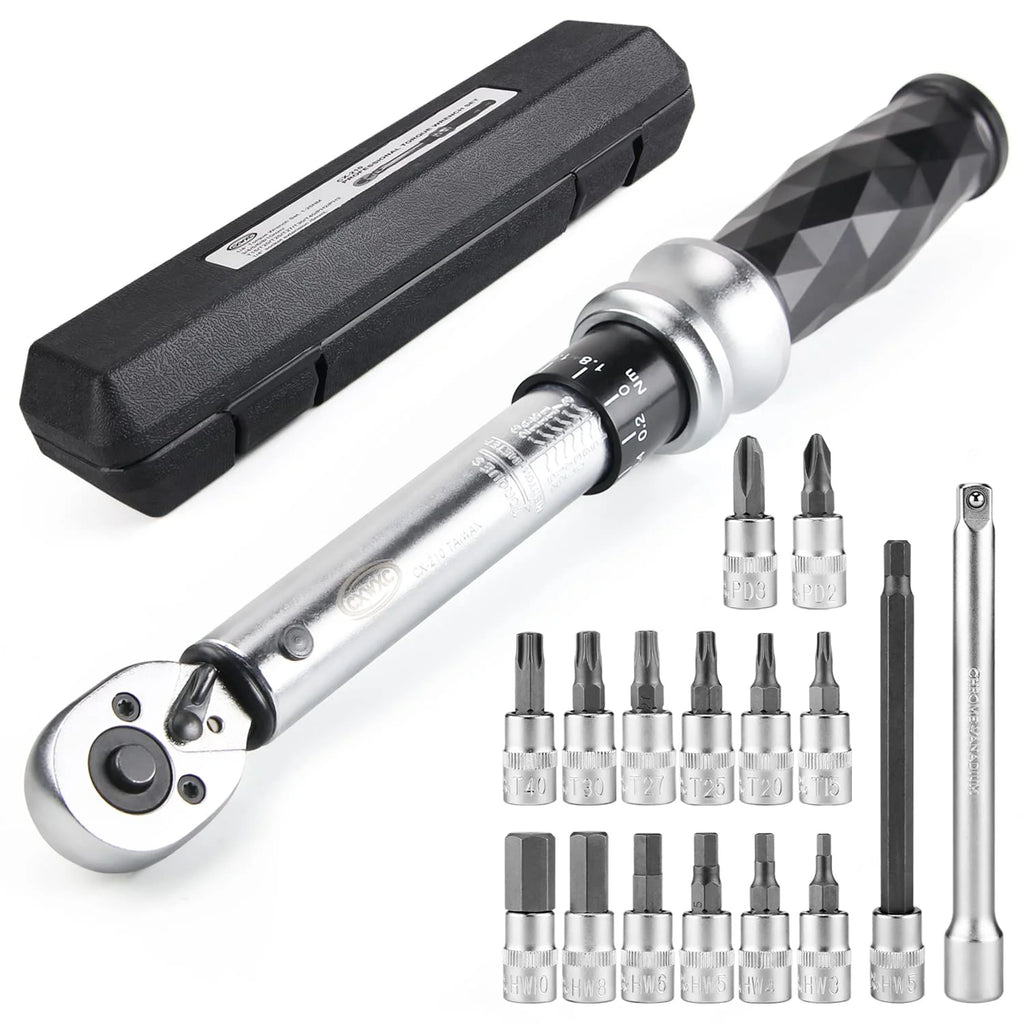 1/4" Drive Click Torque Wrench Set 1-25 Nm Bicycle Tool Kit H3014