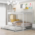 White Metal Twin over Twin Bunk Bed with Trundle P604