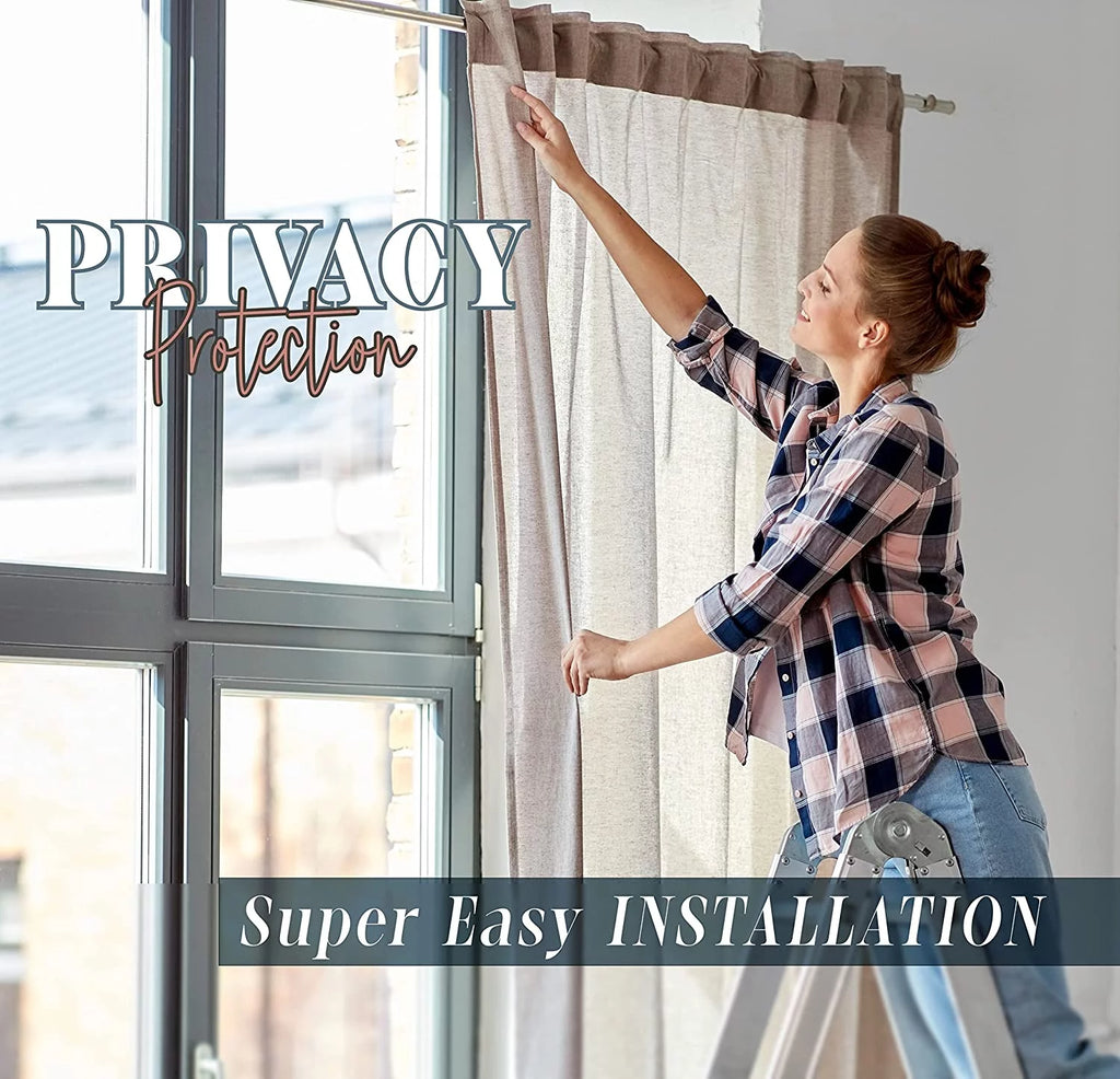 Curtain Window Panels with Attached Valance, Set of 2, 54 x 84 inch, Gold/Brown M988985