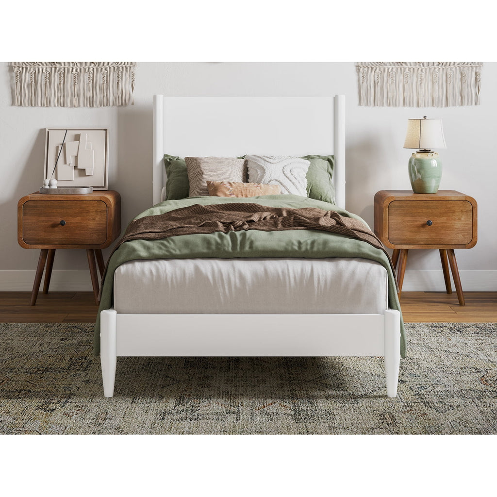 Twin XL Wood Low Profile Platform Bed in White H960749