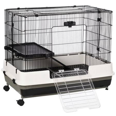 Black 2-tier Rolling Small Animal Cage D35448