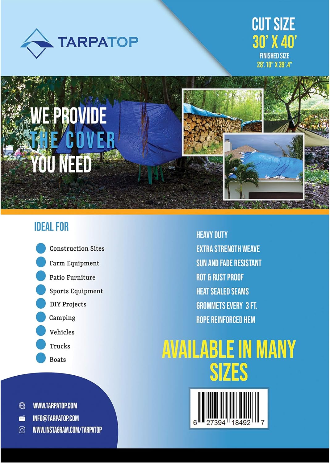 Blue Waterproof Poly Tarp M121372