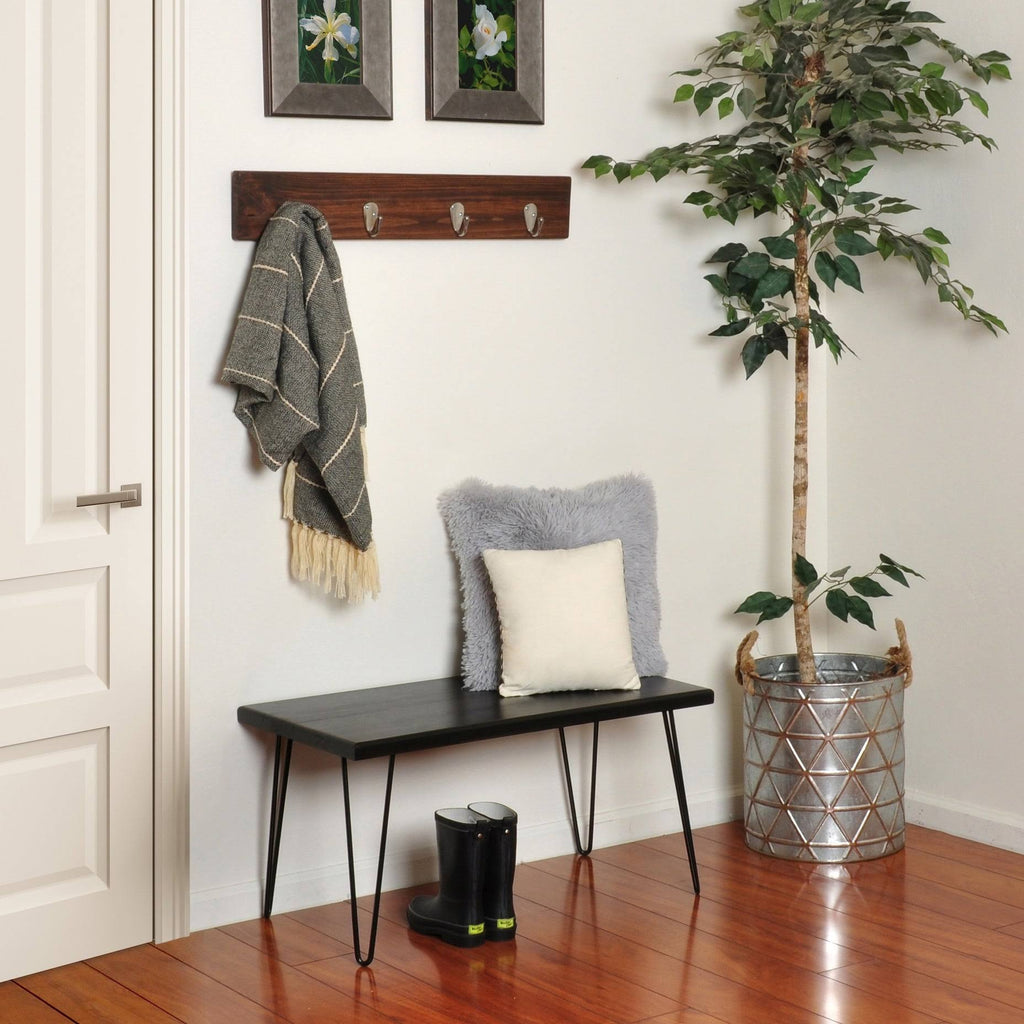 Rustic White Wood Bench K266