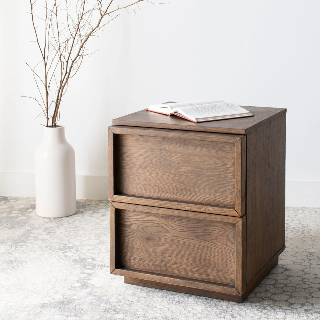 Medium Oak 2 Drawer Nightstand Z864