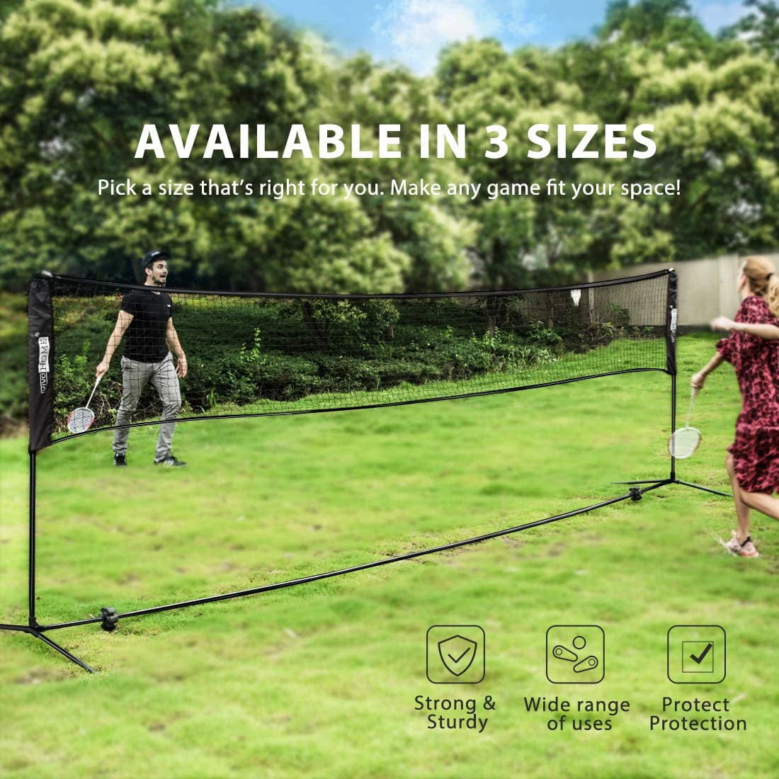 Adjustable Outdoor Badminton Net Set with Carry Bag T59385