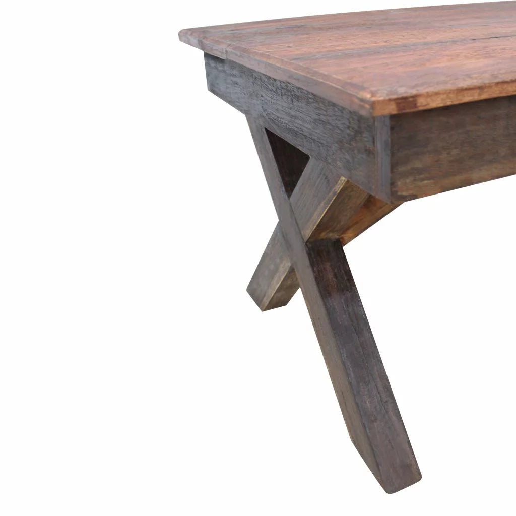 Rustic Wood Coffee Table and End Side Table J22640