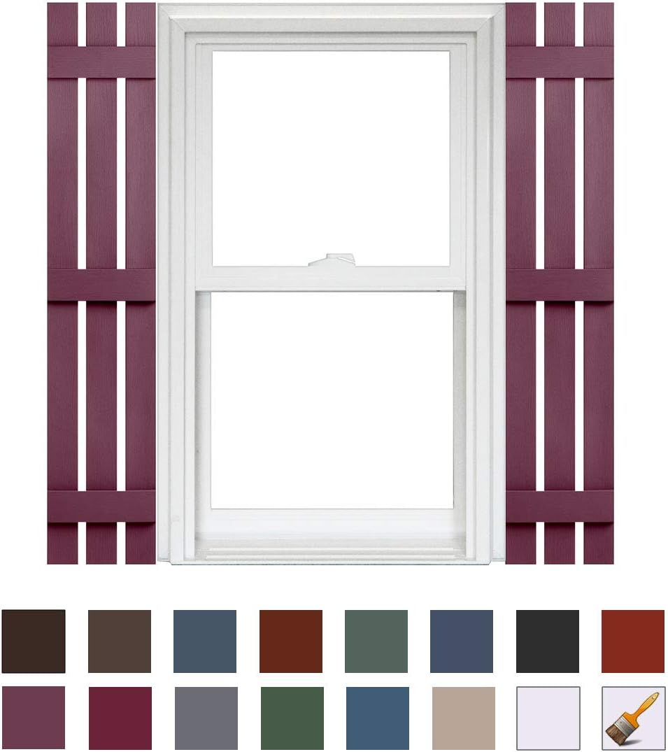 3 Board and Batten Split Vinyl Shutter (1 Pair) 12-3/8in. x 71in. Chocolate D798