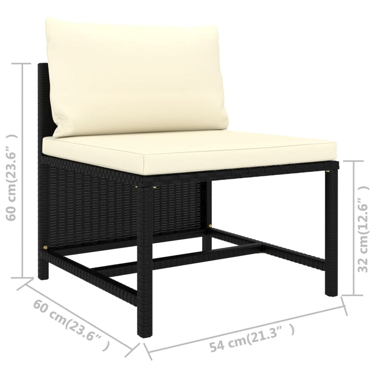 3 Piece Black Poly Rattan Garden Sofa Set with White Cushions and Footrest K1525