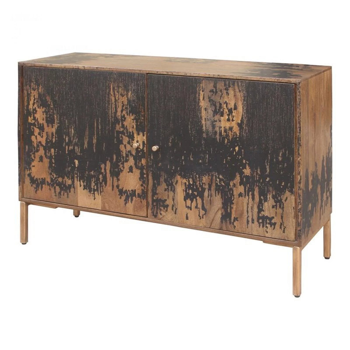 Black Mango Wood & Metal Small Sideboard B25015