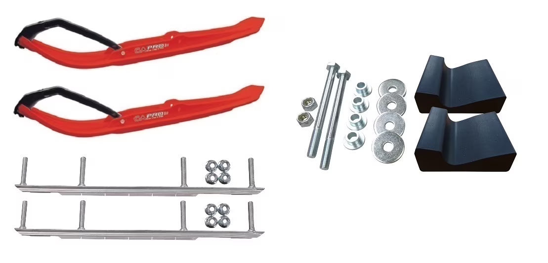 Red MTX Snowmobile Skis Complete Kit P3708