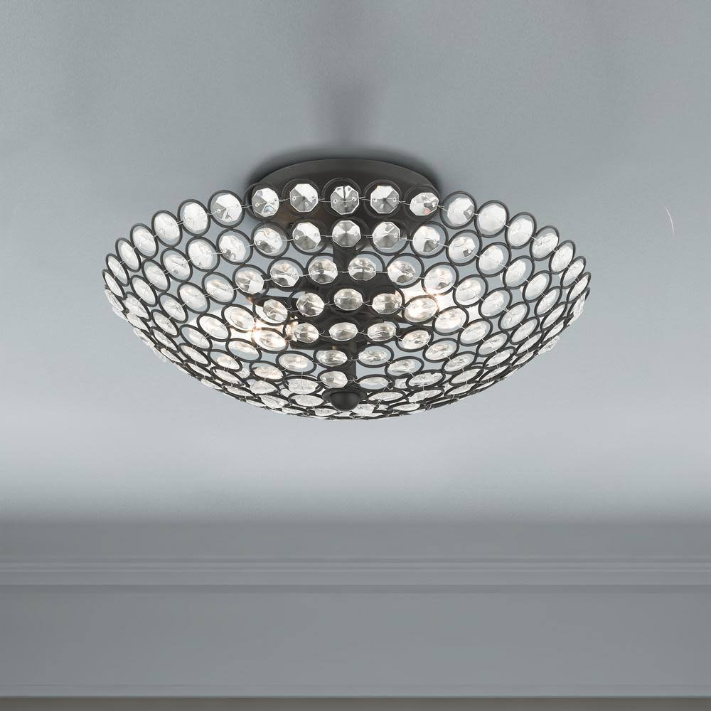 2 Light Semi-Flush Mount Black A783