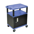 Blue 3-Shelf AV Cart with Cabinet N147