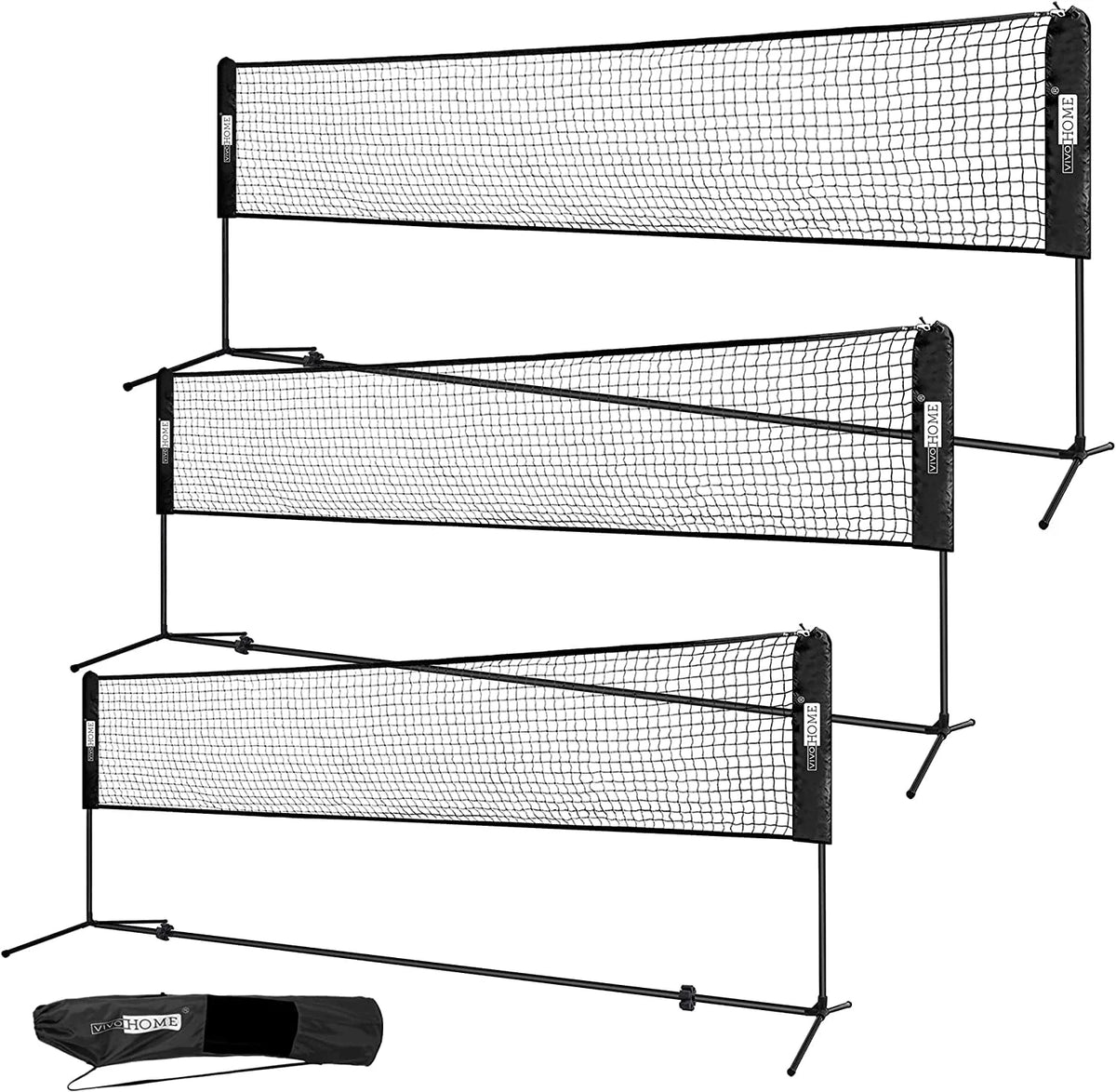 Adjustable Outdoor Badminton Net Set with Carry Bag T59385