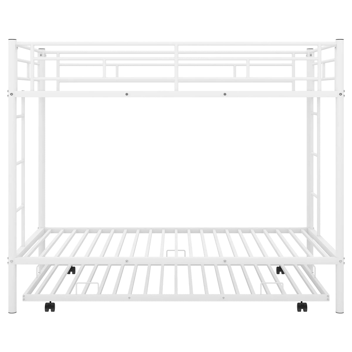 White Metal Twin over Twin Bunk Bed with Trundle P604