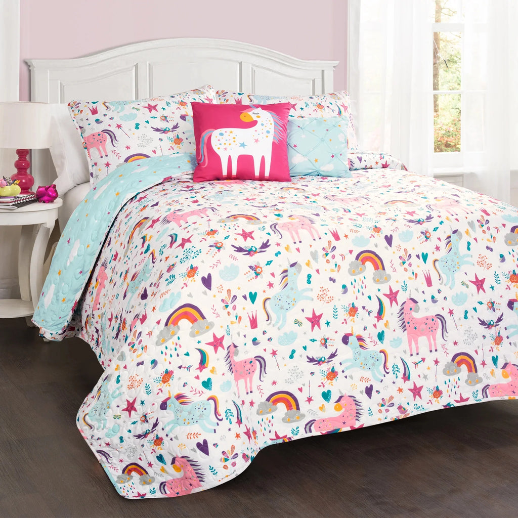 Reversible Animal Print Quilt, Twin, White/Multi, 4-Pc Set F3790