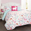Reversible Animal Print Quilt, Twin, White/Multi, 4-Pc Set F3790