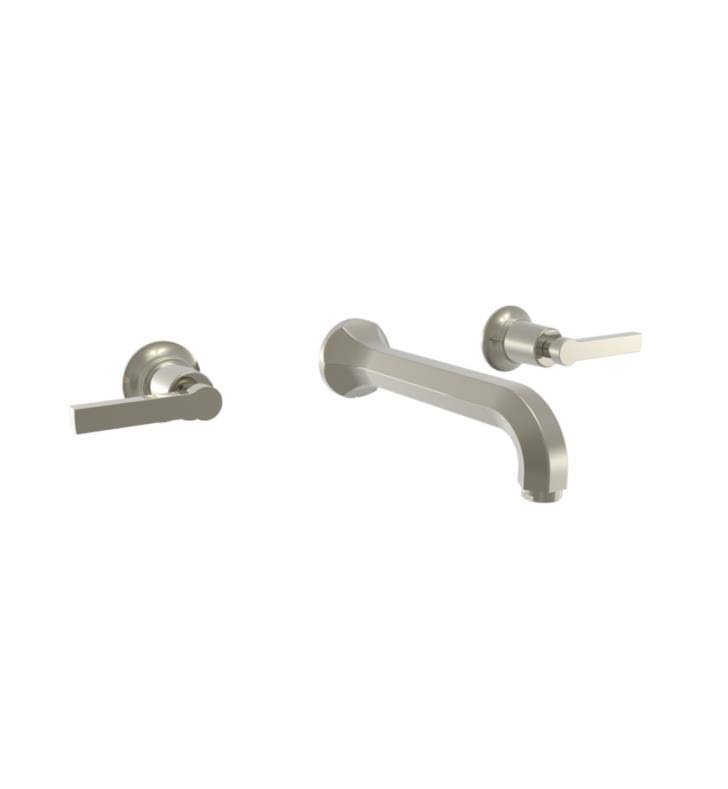 Polished Brass Double Lever Handle Wall Mount Bathroom Sink Faucet C4477
