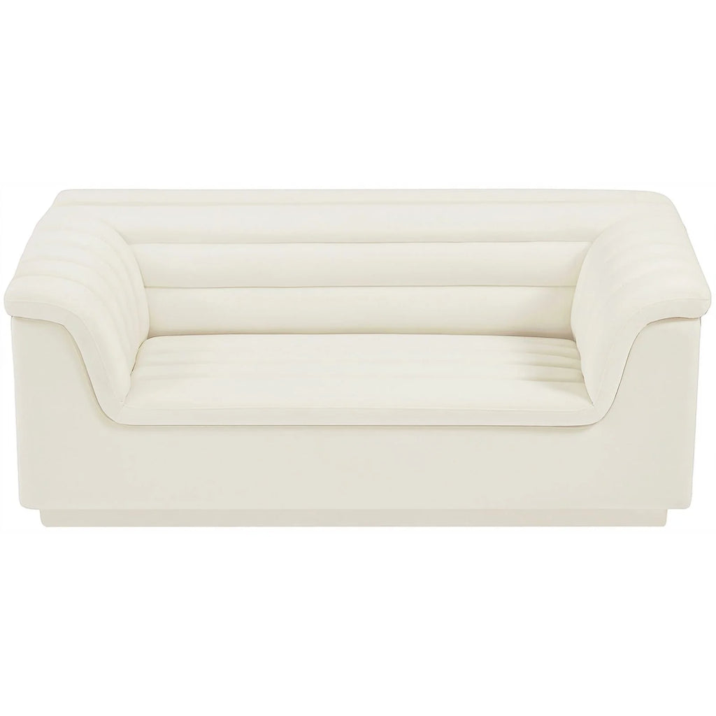 Cream Velvet Loveseat A11382