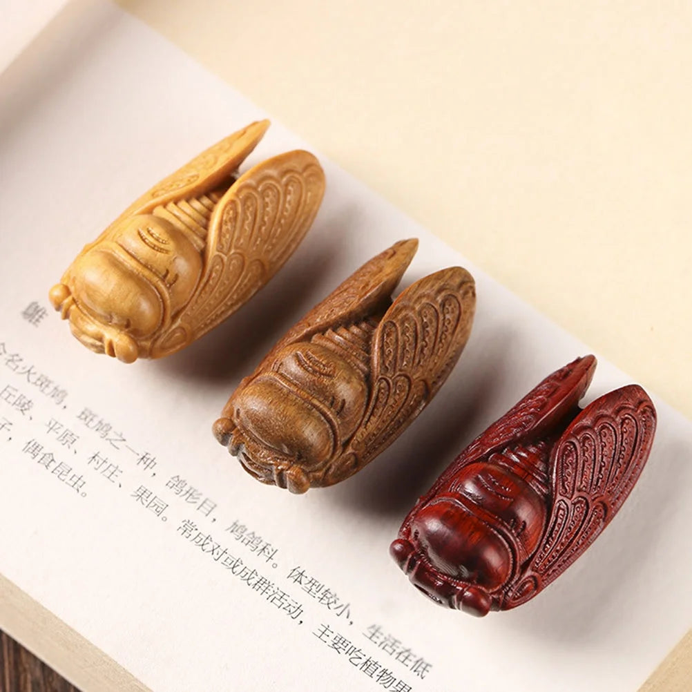 Wooden Cicada Figurine Handmade Ornament O2349