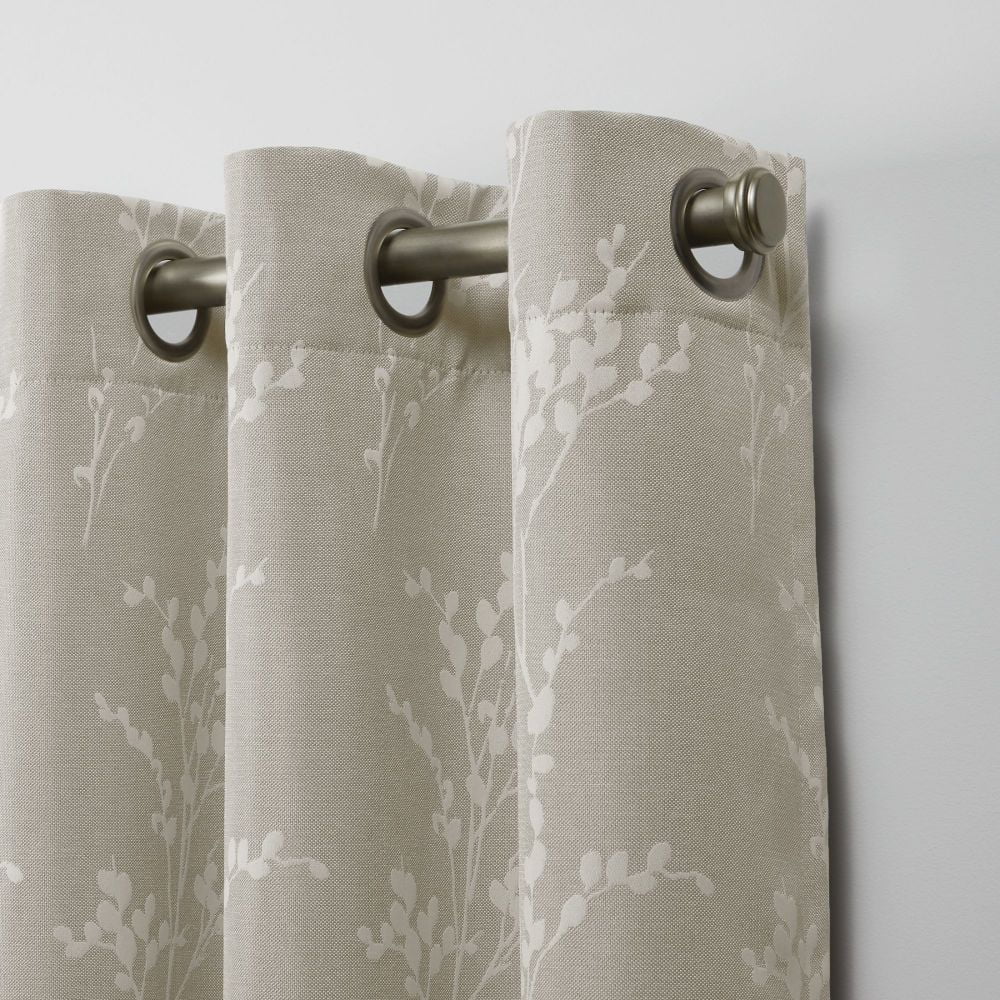 Floral Room Darkening Grommet Top Curtain Panel Pair 52"x84" Linen S57635