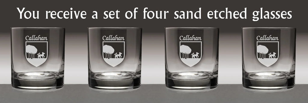 Set of 4 Etched Tumbler Glasses Q92937