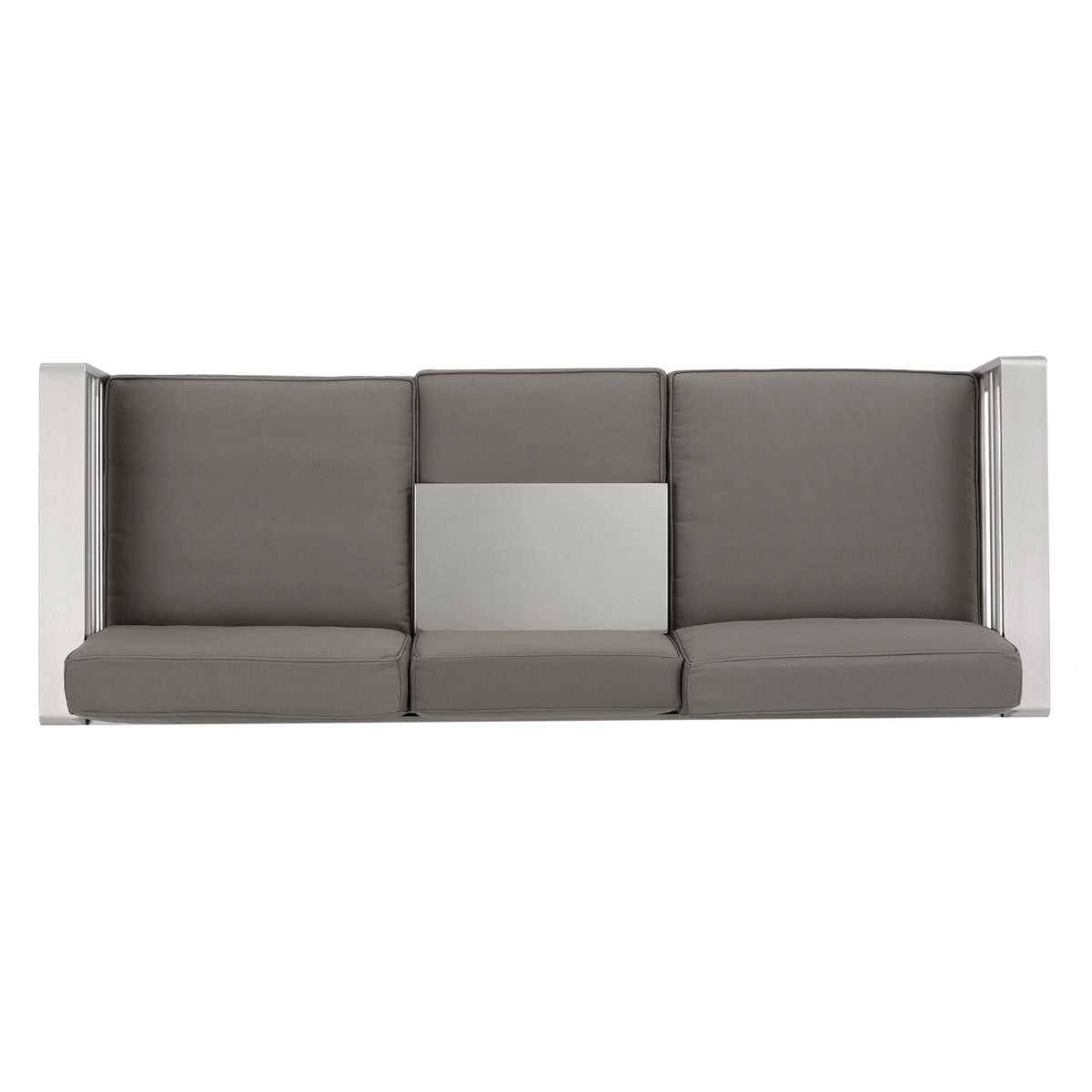 Light Gray and Gray 7 Seater Aluminum Chat Set with Fire Pit Q525787