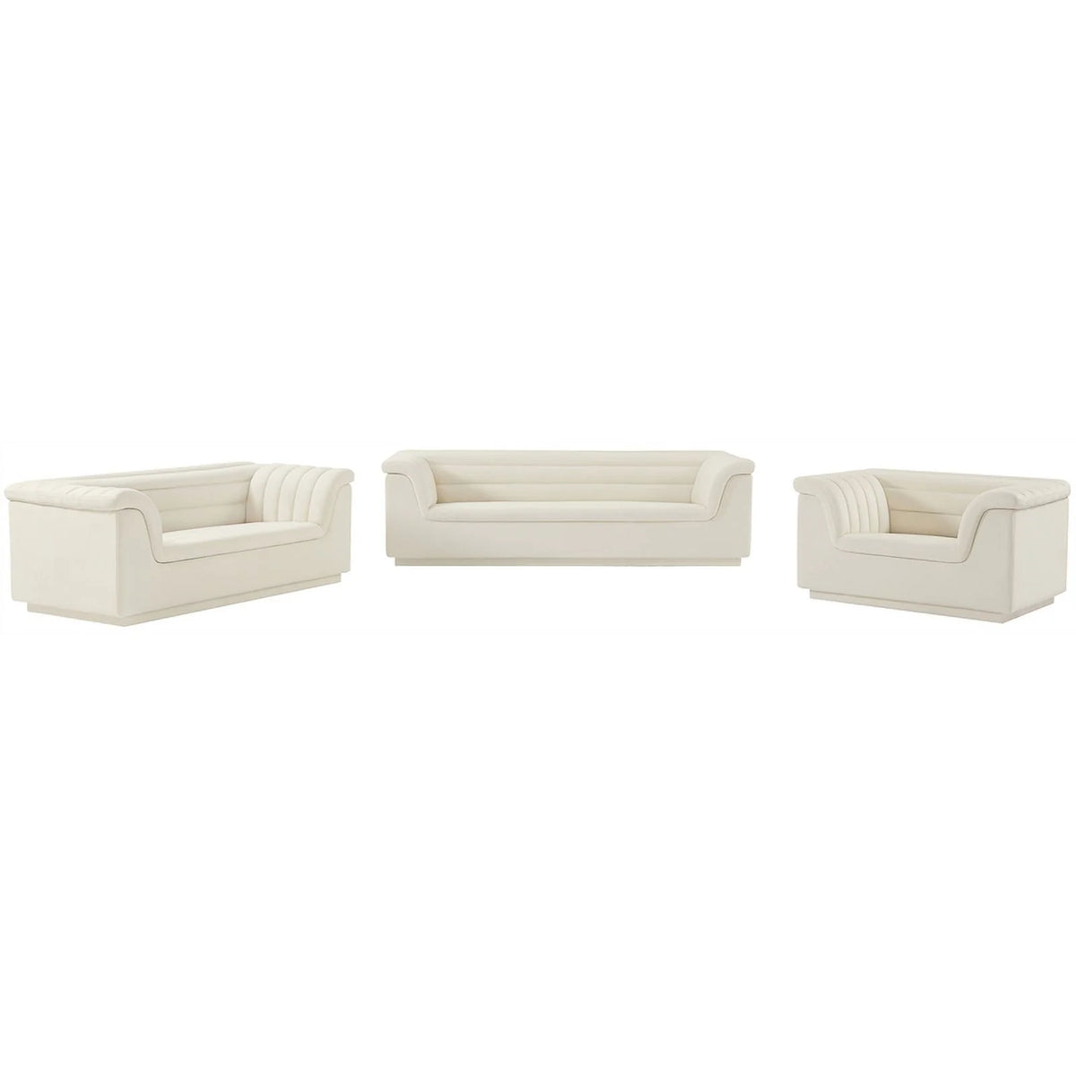 Cream Velvet Loveseat A11382