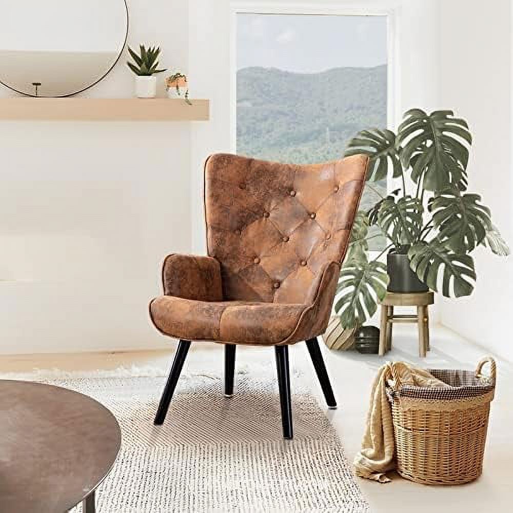 Microfiber Cushioned Wingback Armchairs Set A364139