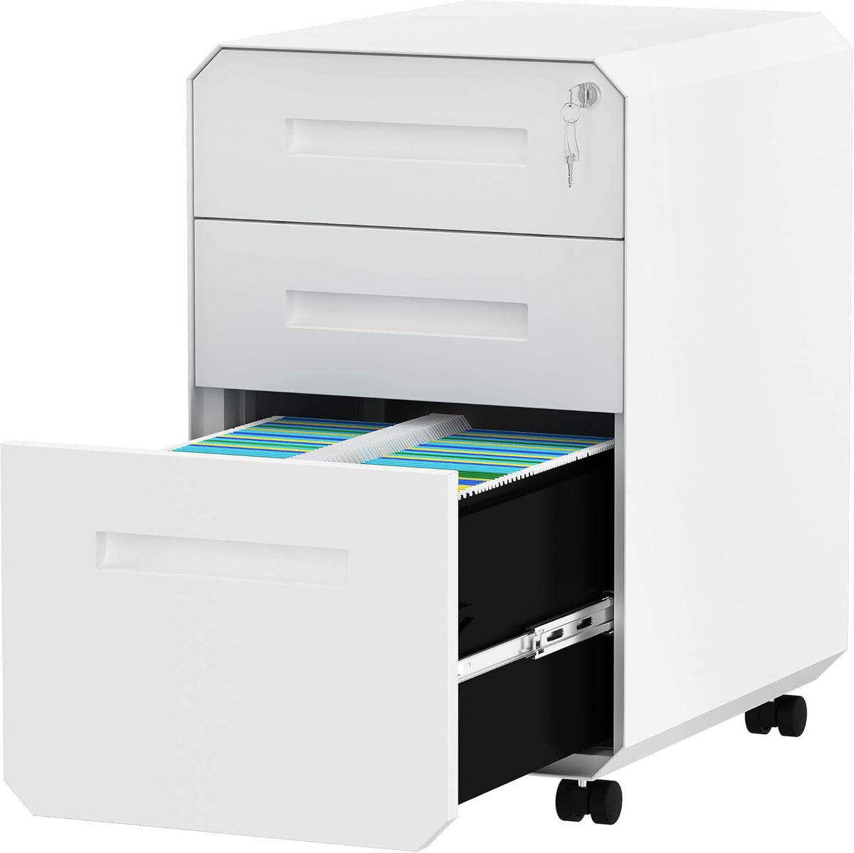 Black 3-Drawer Metal Filing Cabinet with Lock G369651