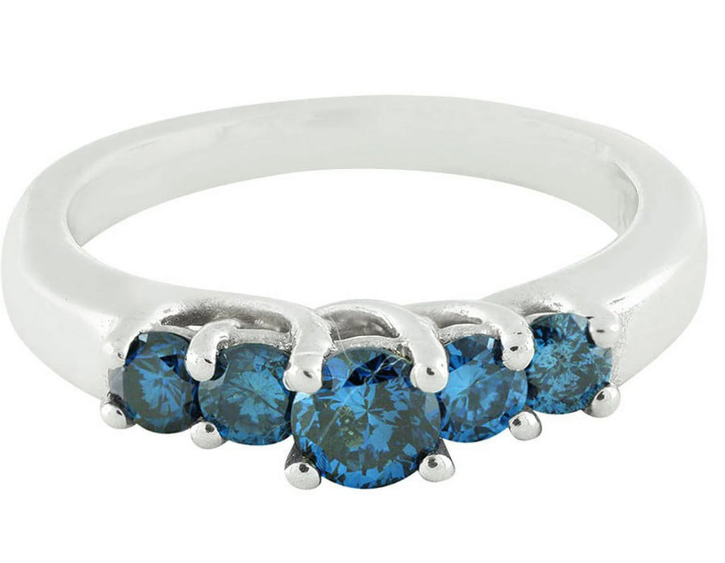 Sterling Silver Blue Diamond Engagement Ring F702