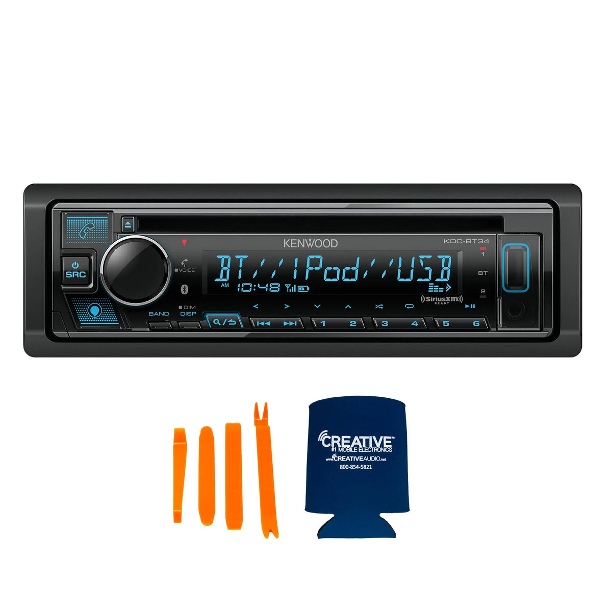 Bluetooth single DIN CD receiver with Satellite Tuner E543232